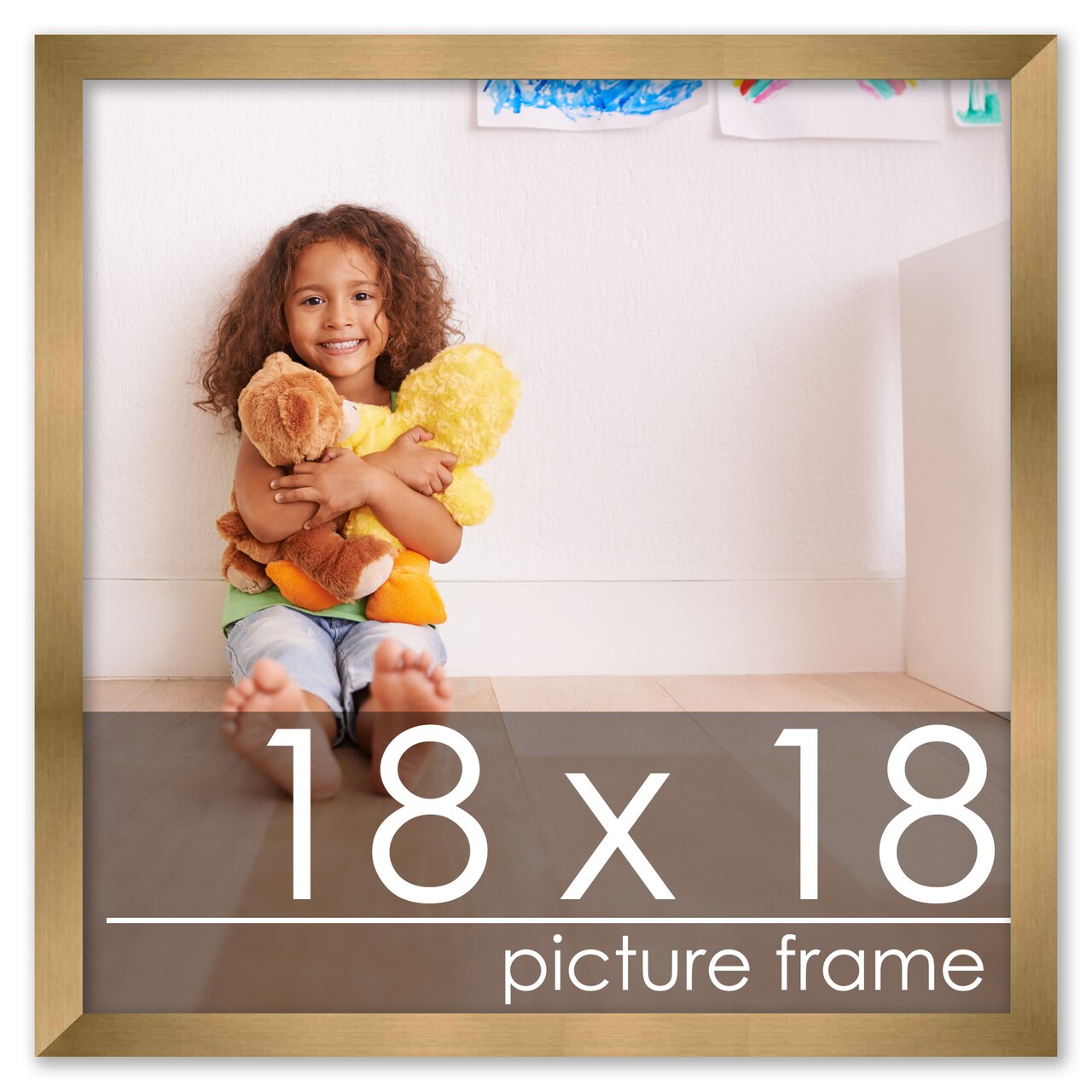 18x18 Solid Wood Picture Frame with UV-Resistant Acrylic & Acid-Free Backing, Available in 6 Finishes: Matte Black, Matte White, Metallic Bronze, Silver, Natural Wood Grain & Mahogany
